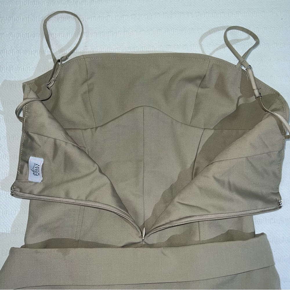 Oh Polly Bruna Woven Twill Wrap Over Pleated Mini Dress Size 4 Preppy Party Chic - Picture 9 of 12
